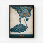 affiche carte bali vintage avec cadre.webp
