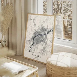 affiche carte bamako salon beige.webp