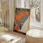affiche carte barcelona vintage salon beige.webp