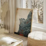 affiche carte beirut vintage salon beige.webp