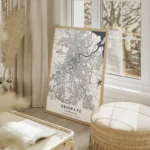 affiche carte brinsbane salon beige.webp