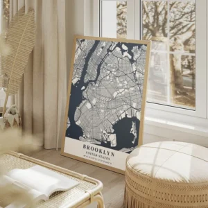 affiche carte brooklyn salon beige.webp