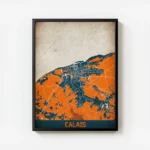 affiche carte calais vintage avec cadre.webp