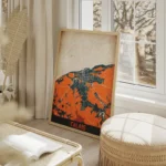 affiche carte calais vintage salon beige.webp