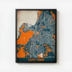 affiche carte cape town vintage avec cadre.webp