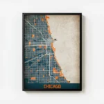 affiche carte chicago vintage avec cadre.webp