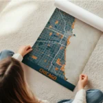 affiche carte chicago vintage en rouleau.webp