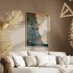 affiche carte chicago vintage salon.webp