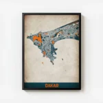 affiche carte dakar vintage avec cadre.webp