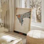 affiche carte dakar vintage salon beige.webp