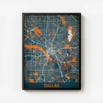 affiche carte dallas vintage avec cadre.webp