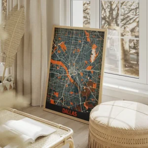 affiche carte dallas vintage salon beige.webp