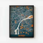 affiche carte detroit vintage avec cadre.webp