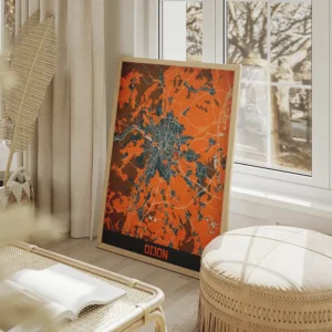 affiche carte dijon vintage salon beige.webp