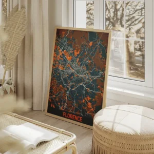 affiche carte florence vintage salon beige.webp