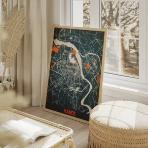 affiche carte hanoi vintage salon beige.webp