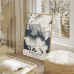 affiche carte hong kong salon beige.webp