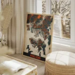 affiche carte hong kong vintage salon beige.webp