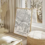 affiche carte johannesburg salon beige.webp