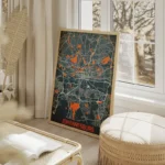 affiche carte johannesburg vintage salon beige.webp