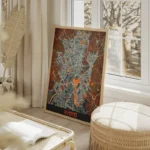 affiche carte kyoto vintage salon beige.webp