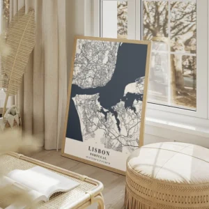 affiche carte lisbon salon beige.webp