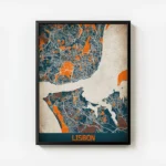 affiche carte lisbon vintage avec cadre.webp