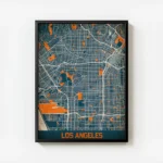 affiche carte los angeles vintage avec cadre.webp