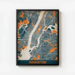 affiche carte manhattan vintage avec cadre.webp