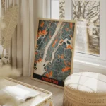 affiche carte manhattan vintage salon beige.webp