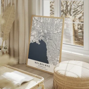 affiche carte melbourne salon beige.webp