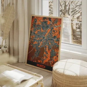 affiche carte munich vintage salon beige.webp