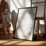 affiche carte new delhi encadre.webp