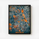 affiche carte new delhi vintage avec cadre.webp