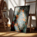 affiche carte new delhi vintage encadre.webp