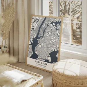 affiche carte new york salon beige.webp