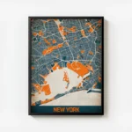 affiche carte new york vintage avec cadre.webp
