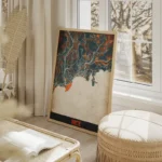 affiche carte nice vintage salon beige.webp