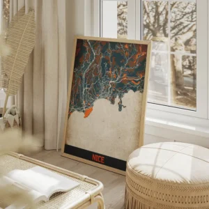 affiche carte nice vintage salon beige.webp