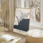 affiche carte panama city salon beige.webp