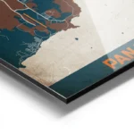 affiche carte panama city vintage aluminium.webp