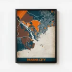 affiche carte panama city vintage avec cadre.webp
