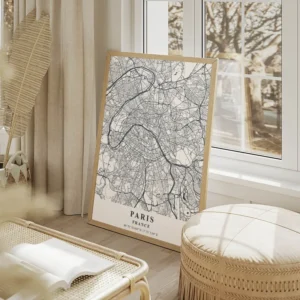 affiche carte paris salon beige.webp