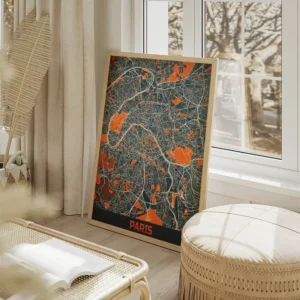 affiche carte paris vintage salon beige.webp