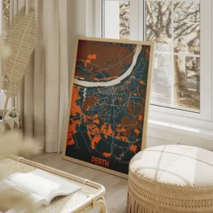 affiche carte perth vintage salon beige.webp