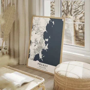 affiche carte phuket salon beige.webp