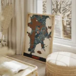 affiche carte phuket vintage salon beige.webp