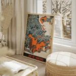 affiche carte rio de janeiro vintage salon beige.webp