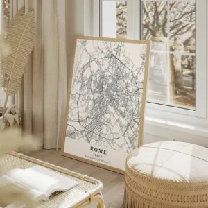 affiche carte rome salon beige.webp