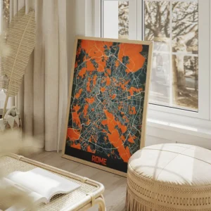 affiche carte rome vintage salon beige.webp